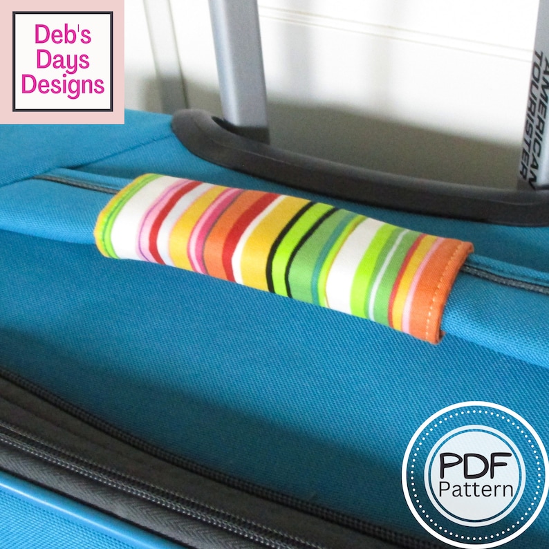 Luggage Handle Wrap PDF SEWING PATTERN, Digital Download, How to Make a Handmade Fabric Suitcase Cover, Baggage Identifier Tutorial image 1