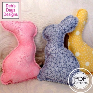 Fabric Bunny Rabbits PDF SEWING PATTERN, Digital Download, How to Make Handmade Stuffed Easter Bunnies, Quick and Easy Craft Tutorial