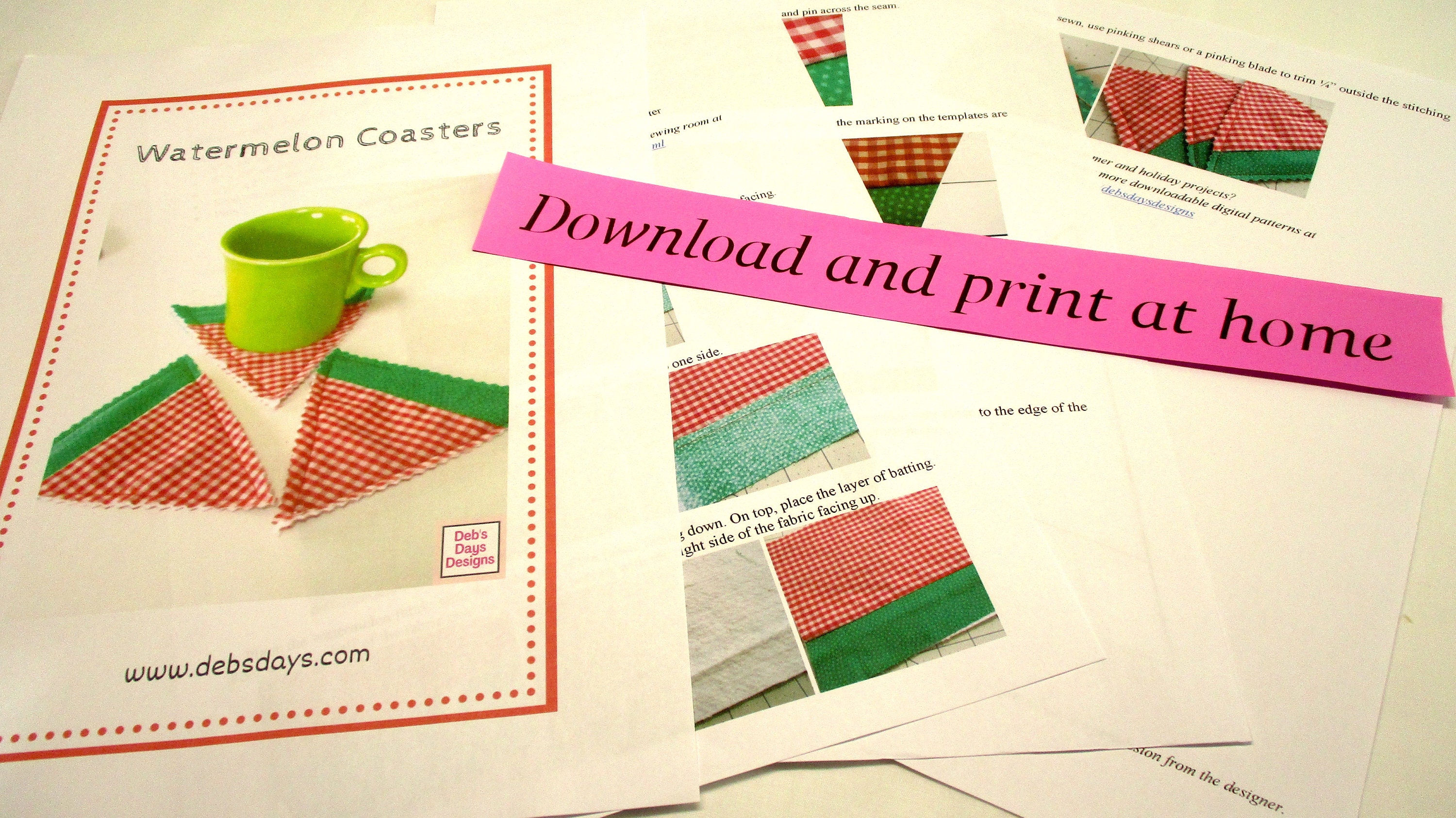 Watermelon Slice Coasters PDF SEWING PATTERN, Digital Download, How to ...