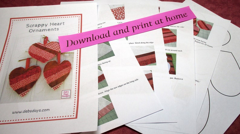 Valentine's Day Quilted Crafts PDF SEWING PATTERN Bundle, Digital Download, How to Make Simple Fabric Projects, February Decor Tutorial image 4