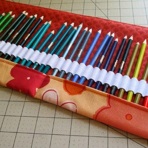 Pencil Case Roll PDF SEWING PATTERN, Digital Download, How to Make a Handmade Roll Up Coloring Pencil Organizer, Storage Holder Tutorial image 3