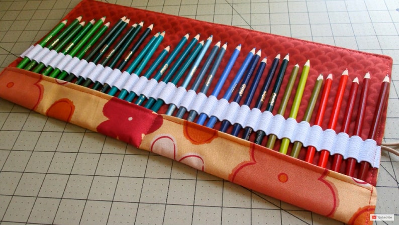 Pencil Case Roll PDF SEWING PATTERN, Digital Download, How to Make a Handmade Roll Up Coloring Pencil Organizer, Storage Holder Tutorial image 3