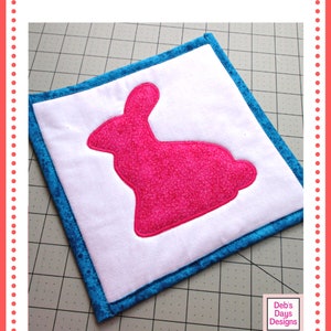 Bunny Potholder PDF SEWING PATTERN, Instant Digital Download, Make a Homemade Rabbit Hot Pad Trivet, Quilted Holiday Kitchen Tutorial image 4