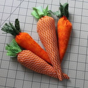 Fabric Easter Carrots PDF Sewing PATTERN, Digital Download, How to Sew DIY Homemade Stuffed Carrots, Spring Garden Home Decor image 3