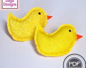 Spring Chickens PDF SEWING PATTERN, Digital Download, How to Make Handmade Stuffed Fabric Baby Easter Chicks, Quick Seasonal Tiered Tray