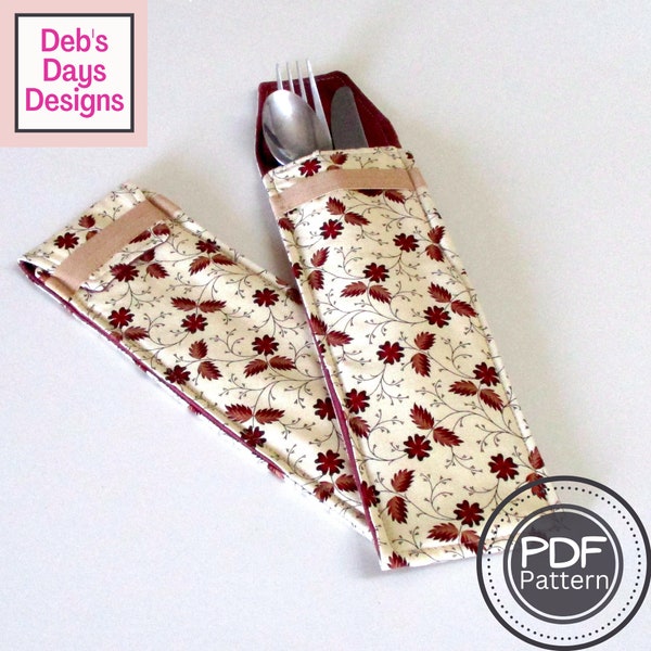 Cutlery Pouch PDF SEWING PATTERN, Digital Download, How to Make a Handmade Silverware Pocket, Cloth Fabric Utensil Holder Tutorial