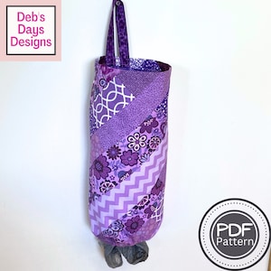 Scrap Fabric Grocery Bag Holder PDF SEWING PATTERN, Digital Download, How to Make a Storage Container to Organize Plastic Kitchen Sacks