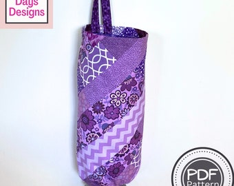 Scrap Fabric Grocery Bag Holder PDF SEWING PATTERN, Digital Download, How to Make a Storage Container to Organize Plastic Kitchen Sacks
