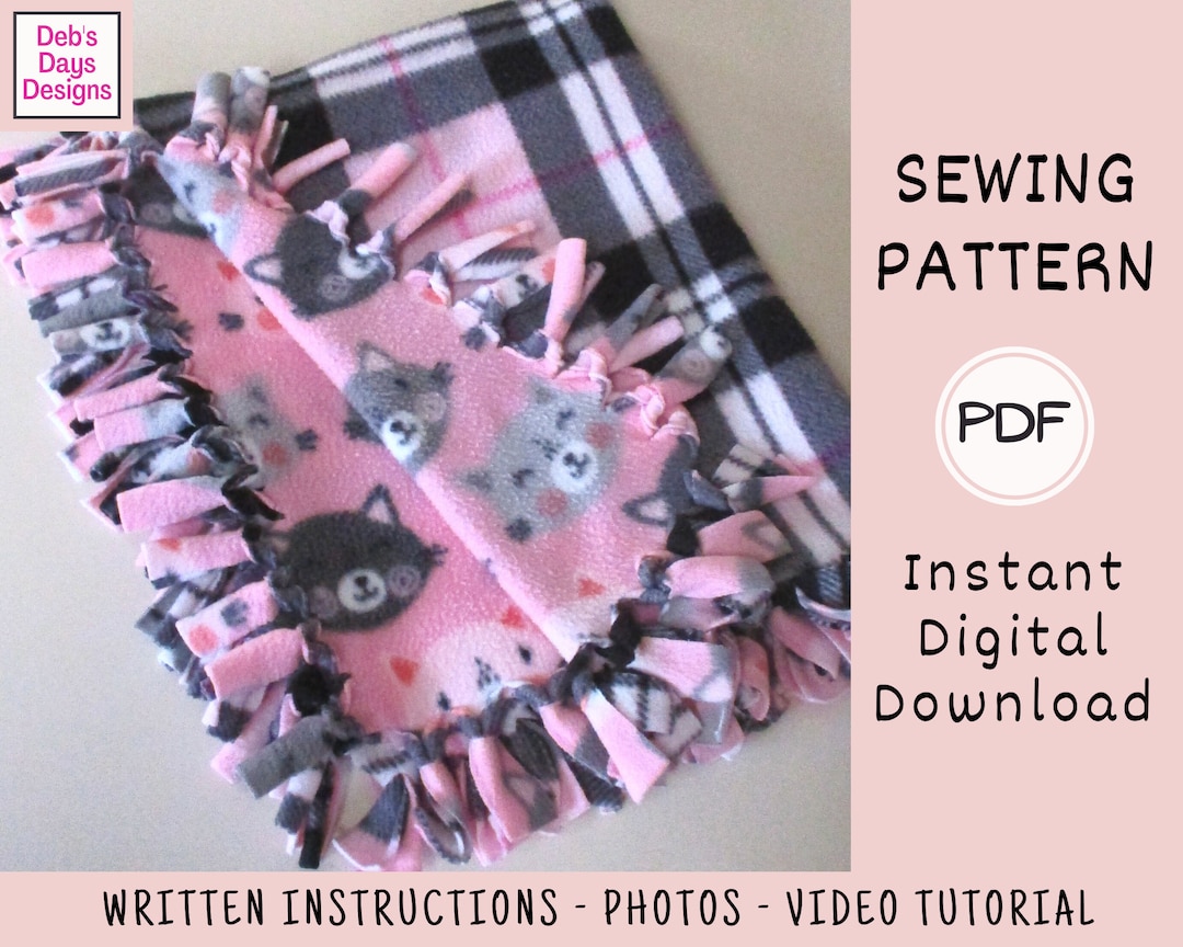 Fleece Pet Blanket PDF Sewing PATTERN, Digital Download, Make a No Sew