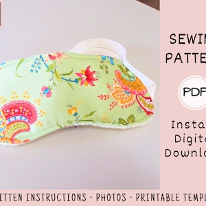 Sleep Mask PDF SEWING PATTERN, Digital Download, How to Make a Handmade Fabric Eye Mask, Cotton Travel Idea, Meditation Project Tutorial image 2