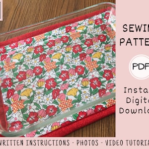 Extra Large Hot Pad PDF SEWING PATTERN, Digital Download, How to Sew a Handmade Fabric Hot Pad, Quilted Trivet for Casserole Dishes and Pans image 4