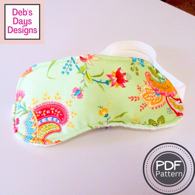 Sleep Mask PDF SEWING PATTERN, Digital Download, How to Make a Handmade Fabric Eye Mask, Cotton Travel Idea, Meditation Project Tutorial image 1