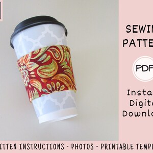 Coffee Cup Sleeve PDF Sewing Pattern Digital Download DIY - Etsy