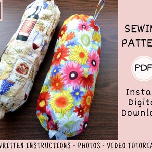 Grocery Bag Holder PDF SEWING PATTERN, Digital Download, How to Make a Fabric Storage Container, Organize Plastic Sacks & Kitchen Trash Bags image 3