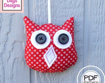 Hanging Owl Ornament PDF SEWING PATTERN, Digital Download, How to Make Handmade Christmas Tree Decorations, Easy Fall Plush Shape Tutorial