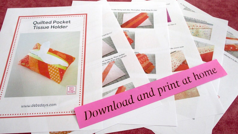 Pocket Tissue Holders PDF SEWING PATTERN Bundle, Digital Download, How to Make Decorative Cotton Fabric Cases, Easy Travel Pouch Tutorial image 3
