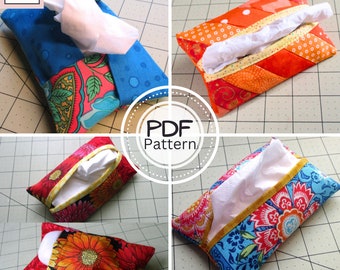 Pocket Tissue Holders PDF SEWING PATTERN Bundle, Digital Download, How to Make Decorative Cotton Fabric Cases, Easy Travel Pouch Tutorial