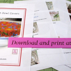 Cloth Bowl Covers PDF SEWING PATTERN, Digital Download, How to Make Fabric Reusable Round Dish Food Protectors, Quick Kitchen Tutorial imagen 2