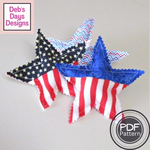 Plush Americana Stars PDF SEWING PATTERN, Digital Download, How to Make Handmade Patriotic Fabric Stuffed Stars, Tiered Tray Decor Tutorial