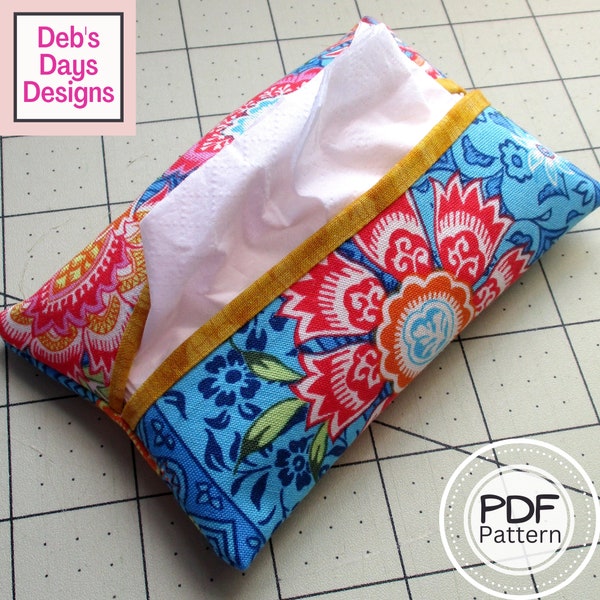 Pocket Tissue Holder PDF SEWING PATTERN, Digital Download, How to Make a Decorative Cotton Fabric Case, Easy Travel Pouch Tutorial