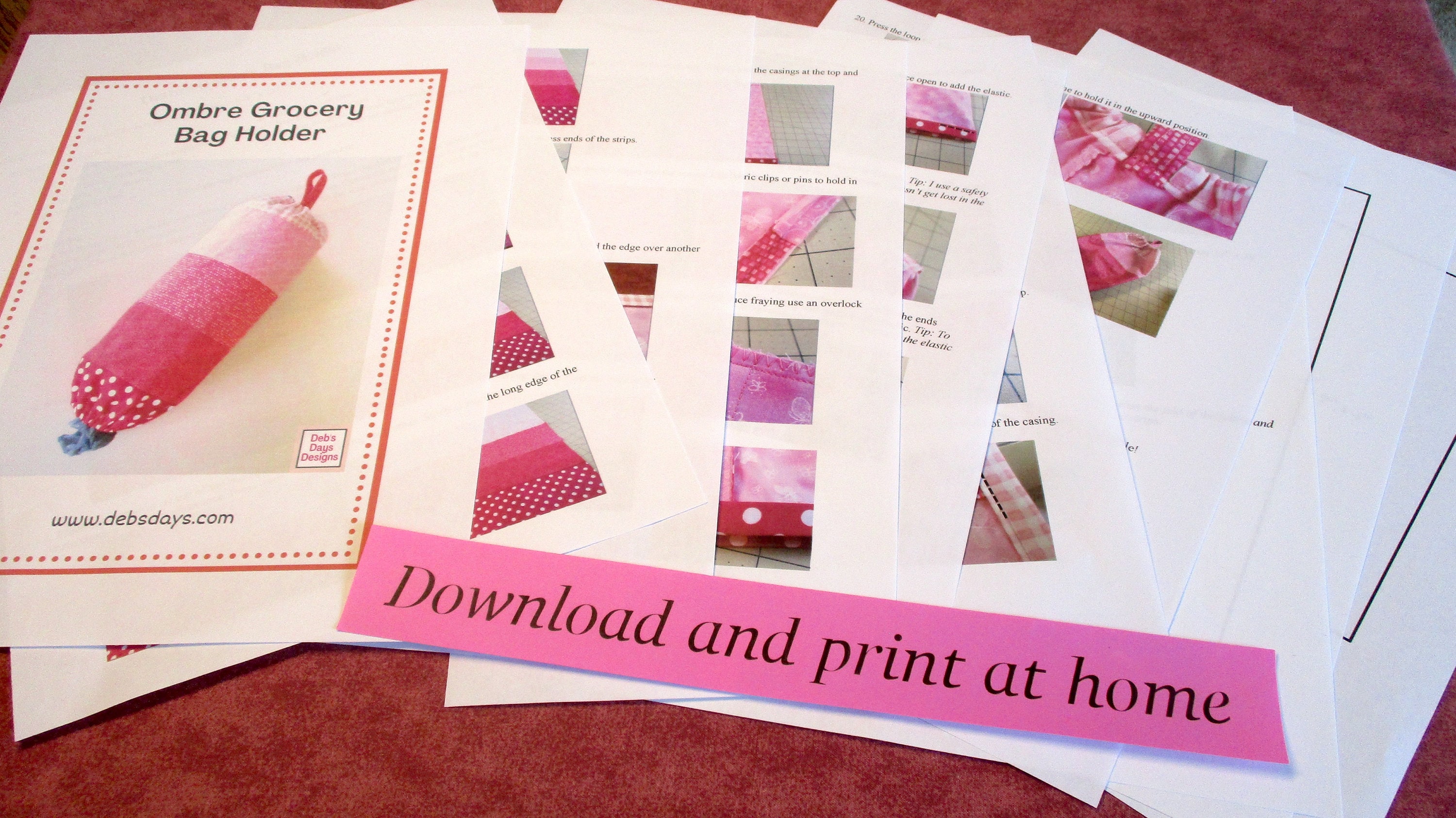 Ombre Grocery Bag Holder PDF SEWING PATTERN, Digital Download, How to ...