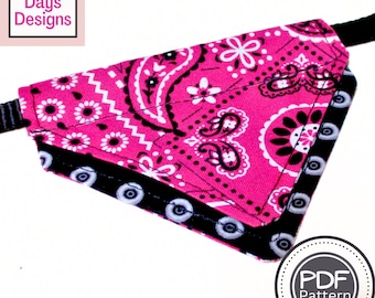 Cat Bandana PDF SEWING PATTERN, Digital Download, How to Make an Over the Collar Kitty Scarf, Fabric Animal Kerchief, Easy Tutorial