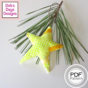 Quilted Star Ornaments PDF SEWING PATTERN, Digital Download, How to Sew Handmade Scrap Fabric Christmas Tree Decorations, 4th of July Idea