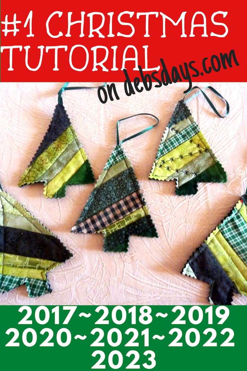 Scrap Fabric Christmas Tree Ornaments PDF SEWING PATTERN, Digital Download, How to Sew Handmade Quilted Decorations image 3