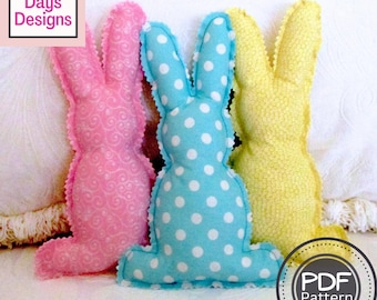 Cloth Easter Bunnies PDF SEWING PATTERN, Digital Download, How to Make Handmade Stuffed Fabric Rabbits, Quick and Easy Craft Tutorial