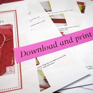 Scrappy Heart Coasters PDF SEWING PATTERN, Digital Download, How to Sew Quilted Fabric Valentine's Day Drink Coaster Set image 2