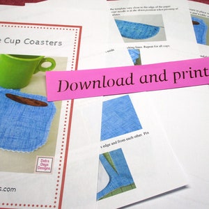 Coffee Cup Coasters PDF SEWING PATTERN, Digital Download, How to Make ...