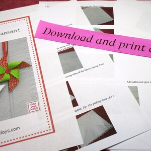 Pinwheel Christmas Tree Ornament PDF CRAFTING PATTERN, Digital Download, How to Make Handmade No Sew Holiday Decorations, Easy Tutorial image 2