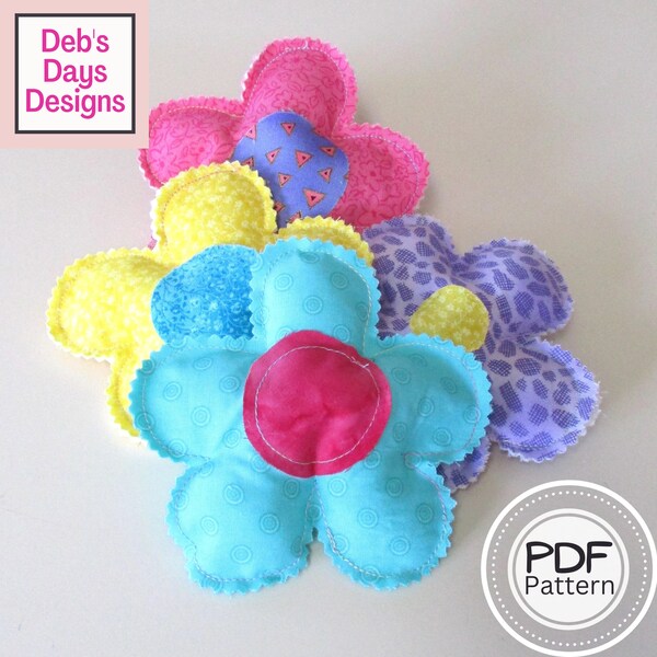 Fabric Flowers PDF SEWING PATTERN, Digital Download, How to Make Handmade Stuffed Floral Shapes for Tiered Trays, Spring Basket Bowl Filler