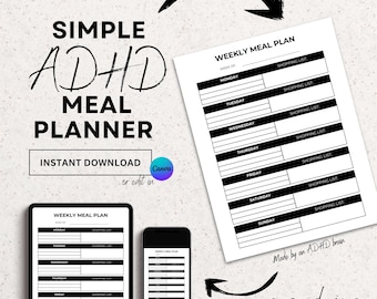 ADHD-maaltijdplanner voor neurodivergente moeders – Canva en afdrukbaar weekmenu + boodschappenlijst