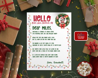Customizable Elf Welcome Back "Hello" Letter - Instant Download PDF with Editable Canva Template