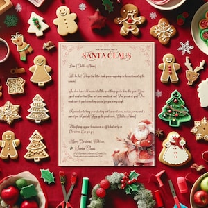 Carta oficial do Papai Noel do Pólo Norte - Editável e personalizada da mesa do Papai Noel - Download instantâneo do modelo para impressão