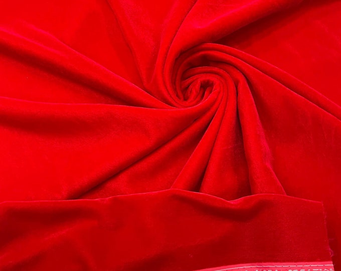Red Micro Velvet by the yard, Micro Velvet Fabric 54'' Wide, Velvet Fabric, Sewing, Apparel, Costume, Craft {Choose quantity}