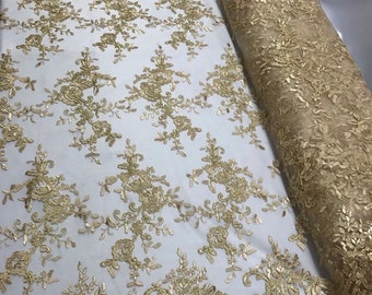 By The Yard Sequin Fabric Dresses-Nightgowns-Prom Gown Choose The Quantity LT Gold Sequin Fabric Mini Glitz Sequins