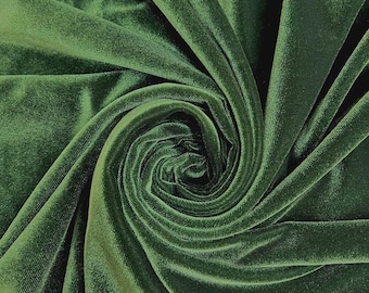 Dark Olive Stretch Velvet Fabric: 60" Wide, Apparel, Costume Mia Fabrics