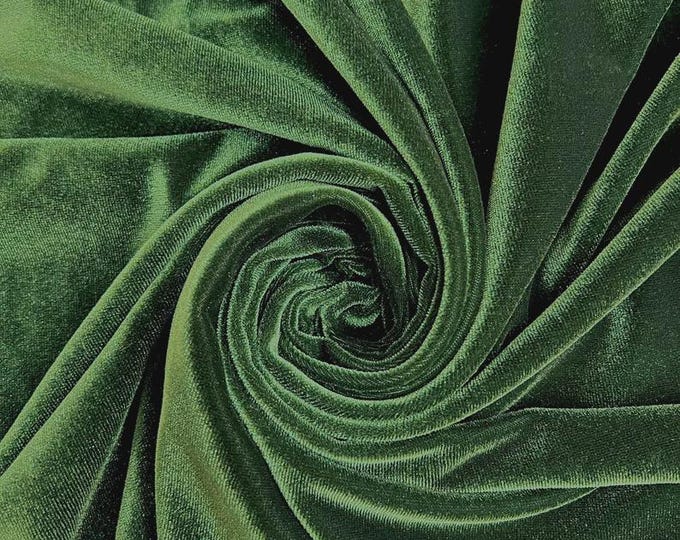 Dark Olive Stretch Velvet Fabric: 60" Wide, Apparel, Costume Mia Fabrics
