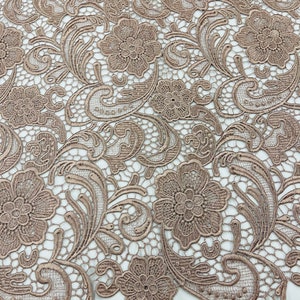 Mia Fabrics Inc, koffie guipure kant stof bloemen bruids kant guipure trouwjurk op maat gesneden (kies een maat)