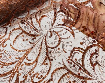 Brown Glitter Mesh Fabric | Sparkle Tulle Bridal Lace Glitter-Sparkling Glitter