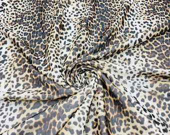 Leopard Spotted Printed Power Mesh Fabric | Leopard Design | 60" Wide 4 Way Stretch | Print Exotic Leopard | by the yard