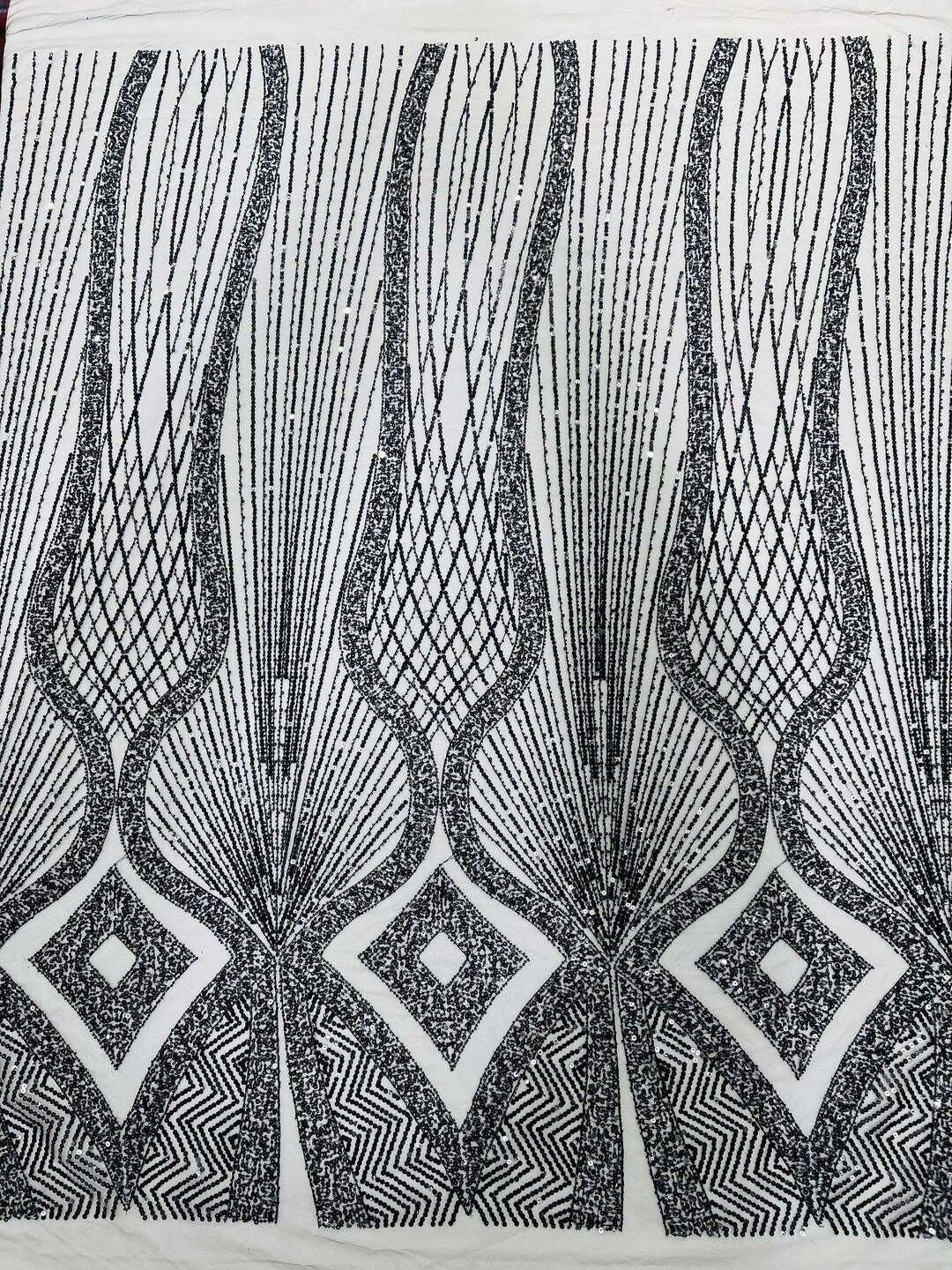 Black Beaded Fabric by the Yard Bridal Heavy Beaded Damask Etsy