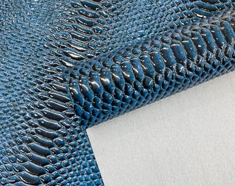 Sapphire Blue 3D Snake Embossed Vinyl Fabric: Faux Leather Upholstery