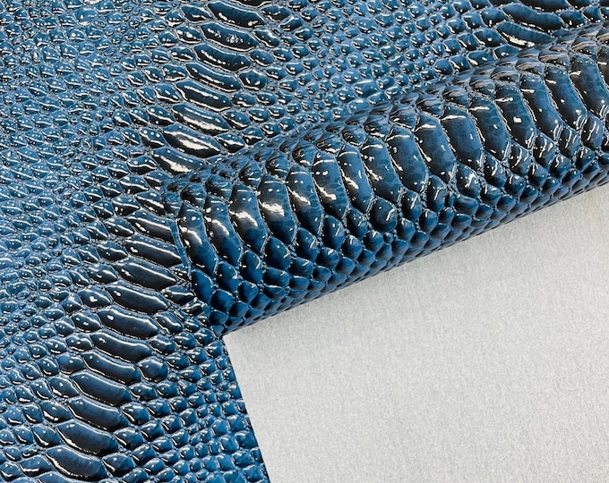Sapphire Blue 3D Snake Embossed Vinyl Fabric: Faux Leather Upholstery