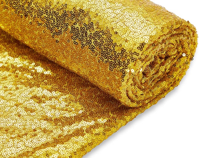 Metallic Gold Sequin Fabric Mini Glitz Sequins, By The Yard Sequin Fabric Dresses-Nightgowns-Prom Gown (Choose The Quantity)