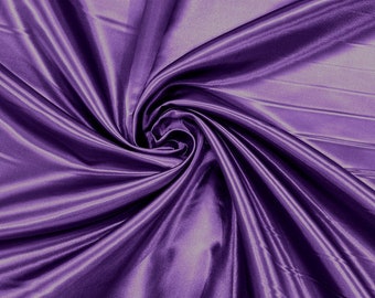Purple Bridal Satin Fabric: Shiny Heavy Polyester Charmeuse, 60" Wide - By The Yard