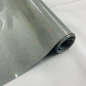 Dark Silver Sparkle Glitter Upholstery Vinyl Fabric - 54" Width Sold By The Yard