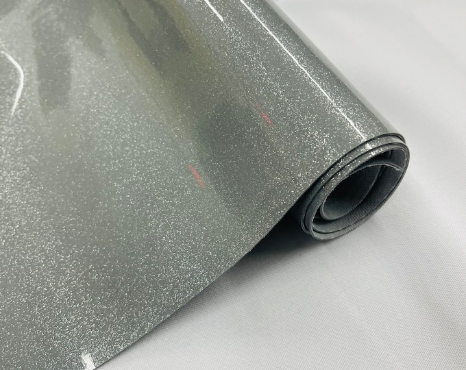 Dark Silver Sparkle Glitter Upholstery Vinyl Fabric - 54" Width Sold By The Yard